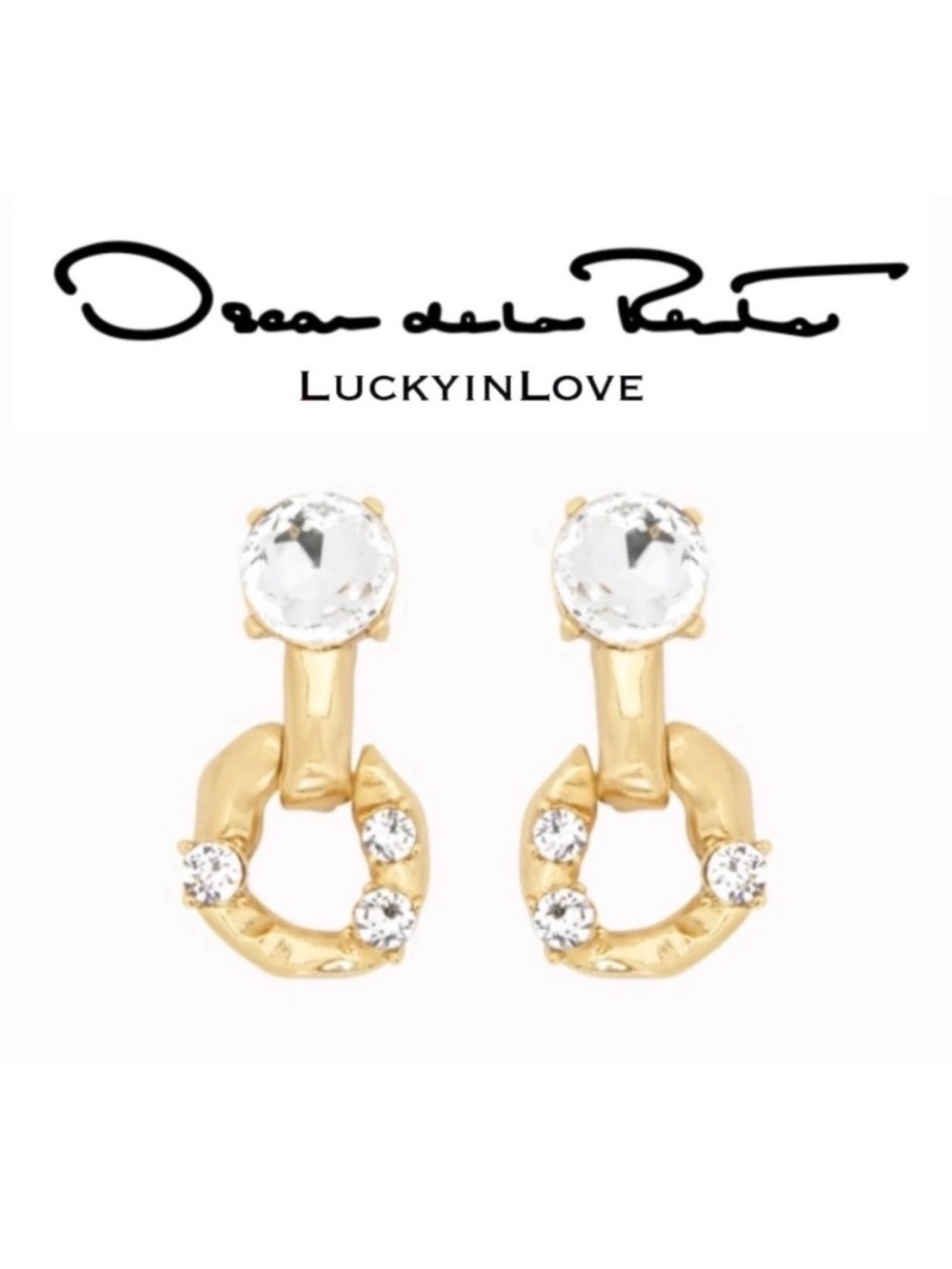 Oscar de la Renta Doorknocker SCRAMBLE Burnished Gold CHAIN-LINK EARRINGS